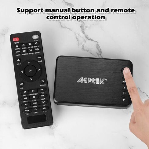 AGPTEK Updated 4K@30hz HDMI TV Media Player with HDMI/AV/VGA Output, Digital MP4 Player for 14TB HDD/ 256G USB Drive/SD Card/H.265 MP4, with Remote Control for MP3 AVI RMVB MPEG etc in Saudi Arabia