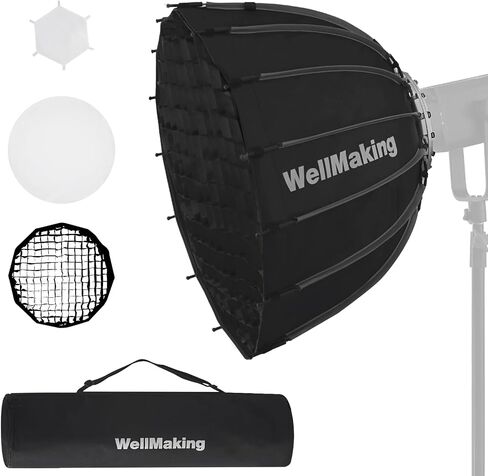 WELLMAKING 23.6x35.4 Rectangular Softbox with Bowens Mount for Photography | 60x90cm Size, Double Diffusers, Honeycomb Grid with Bag, Soft Light Control, Portrait Product Shooting, LED Flash Monolight in Saudi Arabia