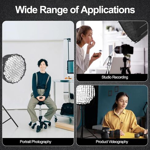 WELLMAKING 23.6x35.4 Rectangular Softbox with Bowens Mount for Photography | 60x90cm Size, Double Diffusers, Honeycomb Grid with Bag, Soft Light Control, Portrait Product Shooting, LED Flash Monolight in Saudi Arabia