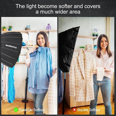 WELLMAKING 23.6x35.4 Rectangular Softbox with Bowens Mount for Photography | 60x90cm Size, Double Diffusers, Honeycomb Grid with Bag, Soft Light Control, Portrait Product Shooting, LED Flash Monolight in Saudi Arabia