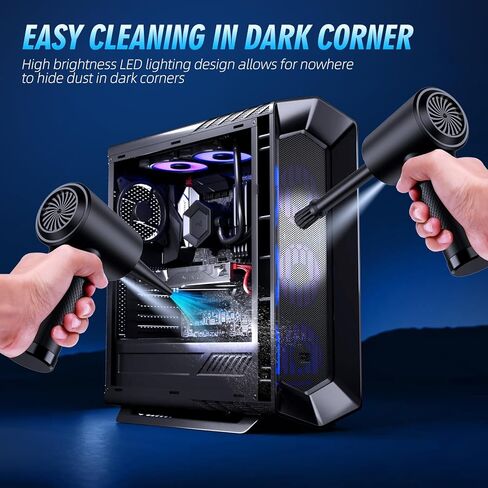 Achsan Powerful Compressed Air Duster for Deep Cleaning-Keyboard Cleaner for Office-PC Cleaning-Rechargeable-3-Speeds-91000RPM Cordless Air Blower- Car Duster 7600mAh(Black) in Saudi Arabia