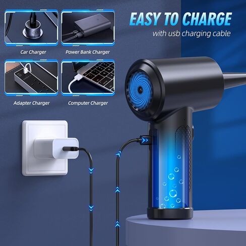 Achsan Powerful Compressed Air Duster for Deep Cleaning-Keyboard Cleaner for Office-PC Cleaning-Rechargeable-3-Speeds-91000RPM Cordless Air Blower- Car Duster 7600mAh(Black) in Saudi Arabia
