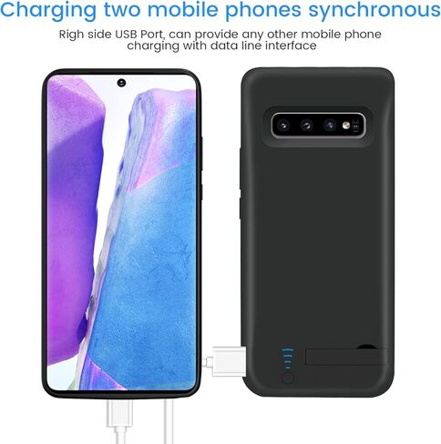 Galaxy S10 Battery Case, 6000mAh Rechargeable Battery Charging Case for Samsung Galaxy S10 External Backup Battery Power Bank Charger Protective Case Support Kickstand, Extended Your Battery Life in Kuwait