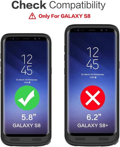 HETP Galaxy S8 Battery case 6000mAh, Protective Rechargeable External Battery Pack for Samsung Galaxy S8 Charging Case Portable Backup Power Bank for Galaxy S8 (5.8 inch) -Black in Kuwait