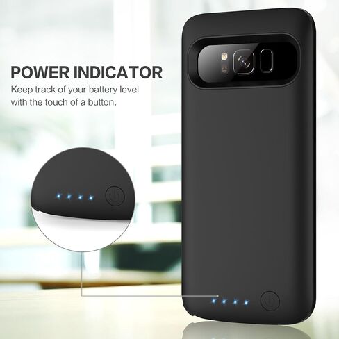 HETP Galaxy S8 Battery case 6000mAh, Protective Rechargeable External Battery Pack for Samsung Galaxy S8 Charging Case Portable Backup Power Bank for Galaxy S8 (5.8 inch) -Black in Kuwait