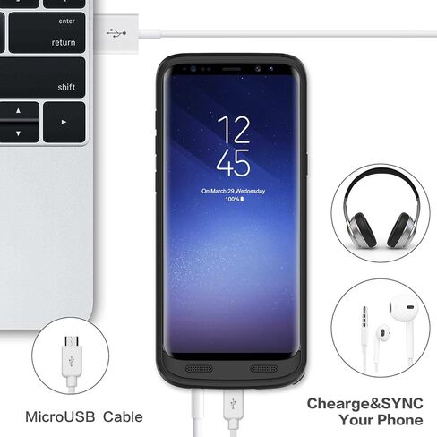 HETP Galaxy S8 Battery case 6000mAh, Protective Rechargeable External Battery Pack for Samsung Galaxy S8 Charging Case Portable Backup Power Bank for Galaxy S8 (5.8 inch) -Black in Kuwait