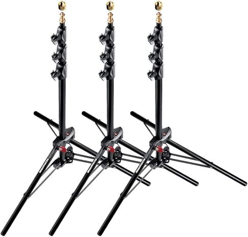 Manfrotto 1051BAC-3 6-Feet 9-Inches Alu Mini Compact Stand AC with 4 Section and 3 Risers, 3-Pack (Black) in Saudi Arabia