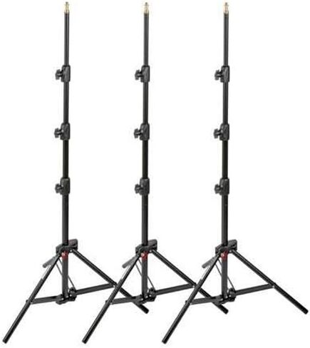 Manfrotto 1051BAC-3 6-Feet 9-Inches Alu Mini Compact Stand AC with 4 Section and 3 Risers, 3-Pack (Black) in Saudi Arabia