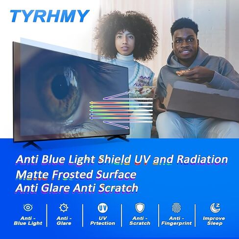 TYRHMY Anti Glare TV Screen Protector for 50 Inches LCD, LED etc, Out Blue Light, Anti UV Relieve Eye Strain, New Upgrade Frosted Surface Anti Scratch, No Bubbles,50 Inch Narrow in Kuwait