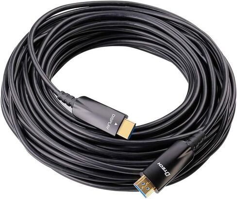 DTECH 50ft Fiber Optic HDMI Cable with 4K 60Hz 1080p HD Video 3D ARC HDCP CEC High Speed Supported (50 Feet, Black) in Kuwait