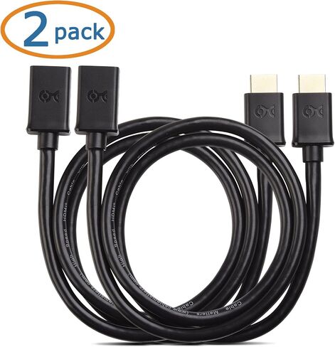 Cable Matters 2-Pack 4K High Speed HDMI Extension Cable, M-F, 6ft | 4K@60Hz, Male to Female, HDMI Extender Cable, with Ethernet, 3D and 4K Resolution Ready in Kuwait