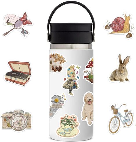 ملصقات عتيقة، ديكور جمالي، 50 قطعة من ملصقات الفينيل المقاومة للماء لزجاجة المياه، سجل قصاصات الحاسب المحمول، حافظة هاتف، المراهقات الفتيات الكبار هدايا ريترو in Kuwait