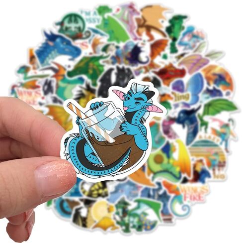 Cartoon Wings of funny Fire Stickers for Water Bottles, 50 Pack/PCS Cute Vsco Vinyl Aesthetic Waterproof Dog Stickers Decals Laptop Skateboard Computer Stickers for Teens Kids Girls (Wings of funny Fire) in Saudi Arabia