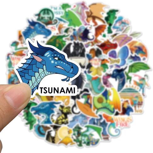 Cartoon Wings of funny Fire Stickers for Water Bottles, 50 Pack/PCS Cute Vsco Vinyl Aesthetic Waterproof Dog Stickers Decals Laptop Skateboard Computer Stickers for Teens Kids Girls (Wings of funny Fire) in Saudi Arabia