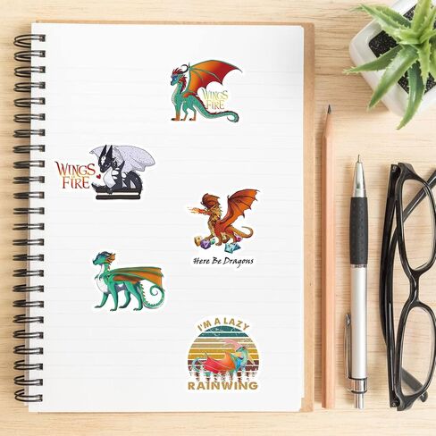 Cartoon Wings of funny Fire Stickers for Water Bottles, 50 Pack/PCS Cute Vsco Vinyl Aesthetic Waterproof Dog Stickers Decals Laptop Skateboard Computer Stickers for Teens Kids Girls (Wings of funny Fire) in Saudi Arabia