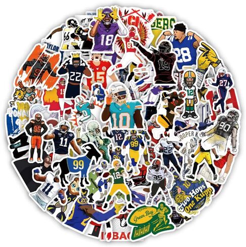 ملصقات HCNOCNB لكرة القدم الأمريكية لمحبي فريق الرجبي (100 قطعة) ملصقات فينيل مقاومة للماء لزجاجات المياه للمراهقين والأولاد والأمتعة والدراجات النارية على الجليد in Kuwait