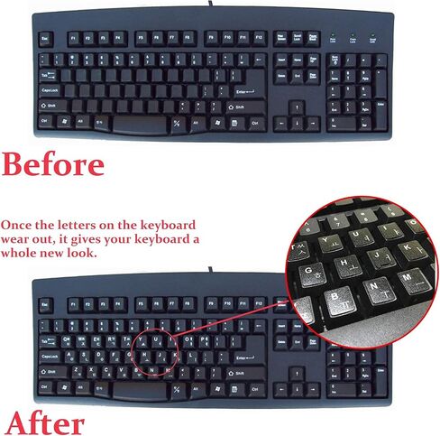 KEANBOLL 2PCS Pack Transparent Korean Keyboard Stickers, Korean Keyboard Replacement Sticker with Clear Background and White Lettering for Computer Notebook Laptop Desktop Keyboards in Kuwait