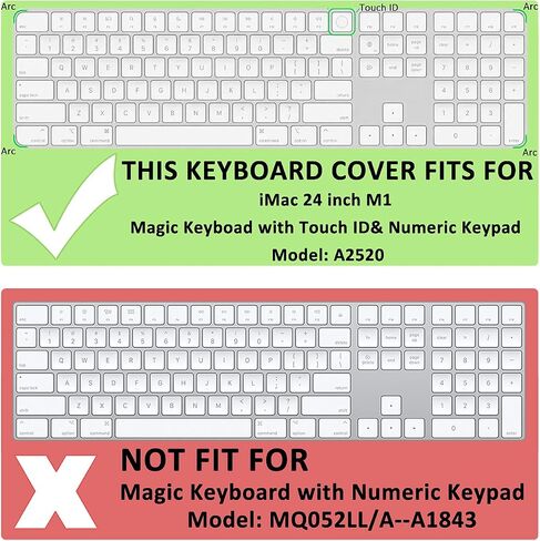 ProElife Ultra Thin Keyboard Cover Skin for Apple Magic Keyboard with Touch ID and Numeric Keypad Model-A2520 (for 2022 Mac Studio & 2021 Apple iMac 24 inch M1 Chip) 0.12-mm TPU Protector (Clear) in Saudi Arabia