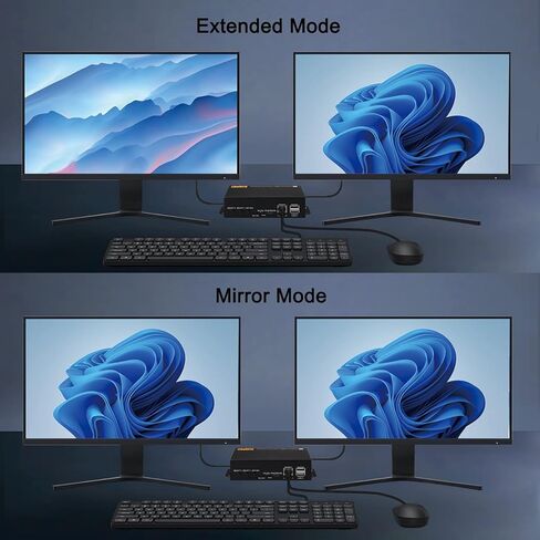 KVM Switch HDMI 2 شاشات 2 جهاز كمبيوتر، مفتاح HDMI KVM cenmate لجهازي كمبيوتر مشاركة طابعة لوحة المفاتيح وشاشتين، يدعم 4K/60 هرتز، مفتاح التشغيل السريع، وضع ممتد/المرآة in Kuwait