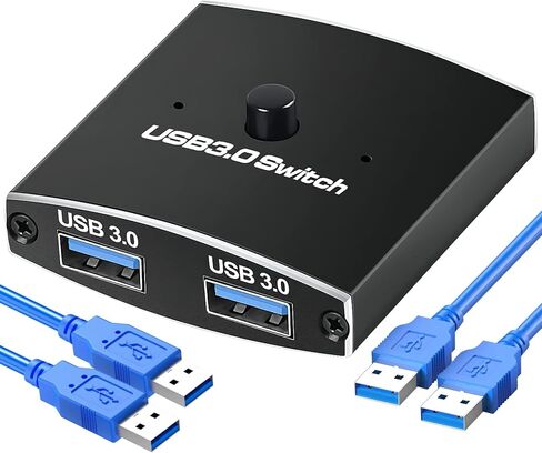 USB Switch 3.0 KVM Switch,Bi-Directional USB Switch Selector 2 in 1 Out/1 in 2 Out,Hdiwousp USB Switcher 2 Computers Share 1 USB Devices for PCs Mouse Keyboard Printer Scanner (with 2 USB 3.0 Cables) in Kuwait