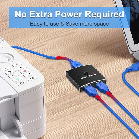 USB Switch 3.0 KVM Switch,Bi-Directional USB Switch Selector 2 in 1 Out/1 in 2 Out,Hdiwousp USB Switcher 2 Computers Share 1 USB Devices for PCs Mouse Keyboard Printer Scanner (with 2 USB 3.0 Cables) in Kuwait