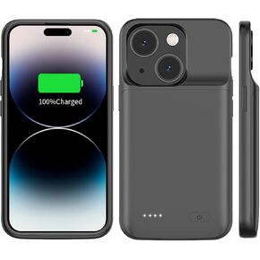 حافظة بطارية JUBOTY لهاتف iPhone 14/14Pro/13/13Pro مقاس 6.1 بوصات، 7000 مللي أمبير في الساعة Li-ion 0 دورة داخلية جديدة ترقية عالية السعة قابلة لإعادة الشحن حقيبة شحن محمولة حزمة بطارية ممتدة باللون الأسود in Kuwait