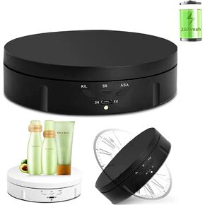 360 Degree Electric Rotating Turntable,Battery/USB Power Supply for Photography Product Shows (Black 5.74 inches /22LB Load)