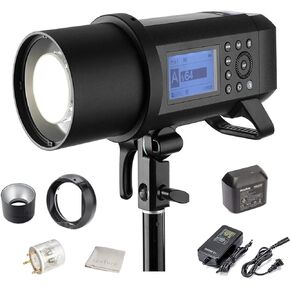 Godox AD400 Pro All-in-one Outdoor Strobe Flash with 400Ws Power, 21.6V/2600mAh Lithium Battery Pack Offers 390 Full Power Pops, Compatible with Canon, Nikon, Sony, Olympus, Fujifilm DSLRs in Saudi Arabia