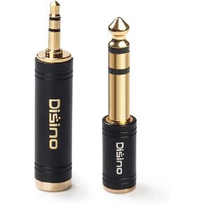 1/4" Mono to 1/8" Stereo Adapter, New Upgrade Gold-Plated 6.35mm TS Male Jack to 3.5mm TRS Female Stereo Adapter for Headphone, Amp Adapte, Black - 1 Pack in Kuwait