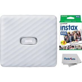 Fujifilm Instax Link Wide Printer Ash White + Twin Pack Film + Cloth in Saudi Arabia