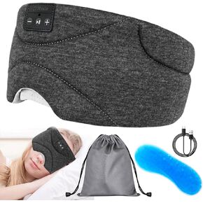 قناع نوم مع سماعات راس بلوتوث 24 ضوضاء بيضاء، مكبر صوت رفيع للغاية، قناع عين بلوتوث للنوم على الجانب، الطائرة، السفر، ادوات رائعة للنساء والرجال (اسود) in Kuwait