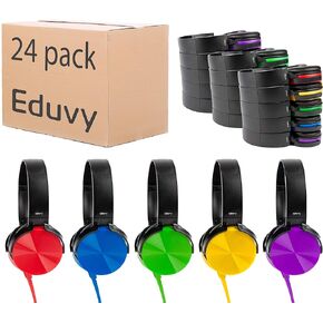 Bulk Headphones for Classroom, 24 Pack Durable Wired School Headphones for Students. Teacher Must Haves Supplies from Elementary to College (Mixed Color) in Saudi Arabia