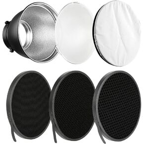 Soonpho 7" Standard Reflector Diffuser Lamp Shade Dish with 20° /40°/ 60° Degree Honeycomb Grid White Soft Cloth for Bowens Mount Studio Strobe Flash Light Speedlite in Saudi Arabia