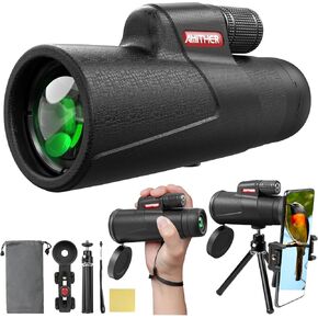 8x42 Monocular Telescope for Adults - High Powered Monoculars with Clear Low Light Vision Portable Handheld Telescope for Hiking Hunting Bird Watching Camping Travel Concerts Black