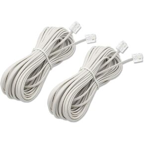 RJ11 6P2C Telephone Line Cord Phone Extension Straight Cable Wire 6p2c Pin Plug Male to Male Plug Modular Landline Cable Fax Modem, 3M/ 9.8 feet Long White (2 of Pack)