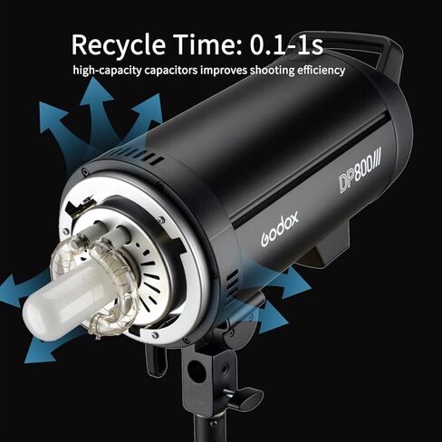 Godox DP800III Professional Studio Flash Strobe 800Ws، 1s وقت إعادة التدوير السريع 2.4G نظام X اللاسلكي 5600K GN88 Monolight مع مصباح تشكيل Bowens Mount 150W، ثبات الإخراج المتميز -110V in Saudi Arabia