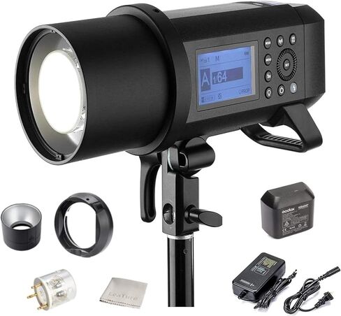 فلاش Godox AD400 Pro الكل في واحد خارجي بقوة 400 واط، حزمة بطارية ليثيوم 21.6 فولت/2600 مللي أمبير في الساعة توفر 390 نقطة طاقة كاملة، متوافقة مع Canon وNikon وSony وOlympus وFujifilm DSLRs in Saudi Arabia