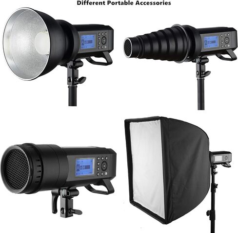 فلاش Godox AD400 Pro الكل في واحد خارجي بقوة 400 واط، حزمة بطارية ليثيوم 21.6 فولت/2600 مللي أمبير في الساعة توفر 390 نقطة طاقة كاملة، متوافقة مع Canon وNikon وSony وOlympus وFujifilm DSLRs in Saudi Arabia