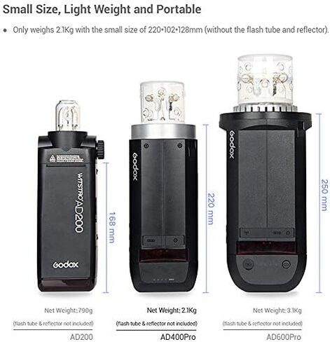 فلاش Godox AD400 Pro الكل في واحد خارجي بقوة 400 واط، حزمة بطارية ليثيوم 21.6 فولت/2600 مللي أمبير في الساعة توفر 390 نقطة طاقة كاملة، متوافقة مع Canon وNikon وSony وOlympus وFujifilm DSLRs in Saudi Arabia