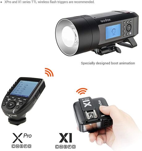 فلاش Godox AD400 Pro الكل في واحد خارجي بقوة 400 واط، حزمة بطارية ليثيوم 21.6 فولت/2600 مللي أمبير في الساعة توفر 390 نقطة طاقة كاملة، متوافقة مع Canon وNikon وSony وOlympus وFujifilm DSLRs in Saudi Arabia