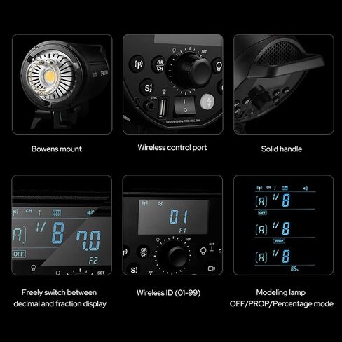 Godox DP400IIIV 400Ws Stobe Flash Studio Light GN87 0.1-1S وقت إعادة التدوير، 1/2000-1/800s مدة الفلاش، 2.4G X System CCT 5600±200K Bowens Mount Monolight للتصوير الفوتوغرافي في الاستوديو (DP400III-V) in Saudi Arabia
