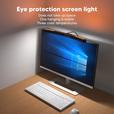 Curved Monitor Light Bar, Computer Monitor Lamp, Touch Dimming Screen Light Bar LED Monitor Light Reading Light with 3 Color Temp Modes & 7 Color RGB Adjustable for Office Home in Kuwait