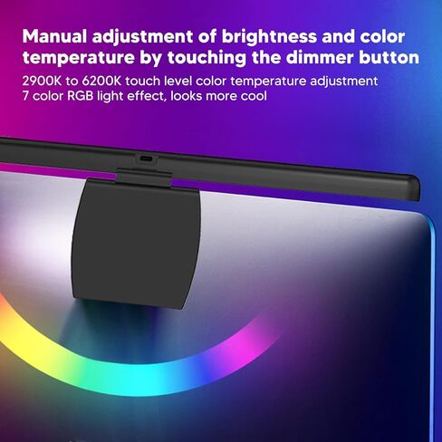 Curved Monitor Light Bar, Computer Monitor Lamp, Touch Dimming Screen Light Bar LED Monitor Light Reading Light with 3 Color Temp Modes & 7 Color RGB Adjustable for Office Home in Kuwait