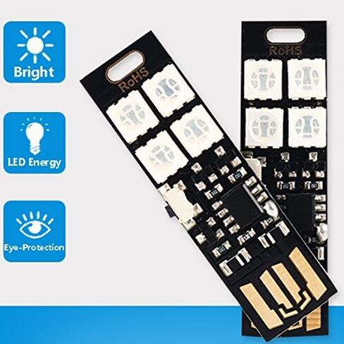 Yitee Mini USB Lights 7-Color Changing Night Light 5050 RGB 4-LEDs Switch Control، USB LED TV Backlight Kit، مصباح طاولة، إضاءة ديكور مكتب، أضواء مزاجية للحفلات، ضوء لوحة مفاتيح الكمبيوتر المحمول in Kuwait