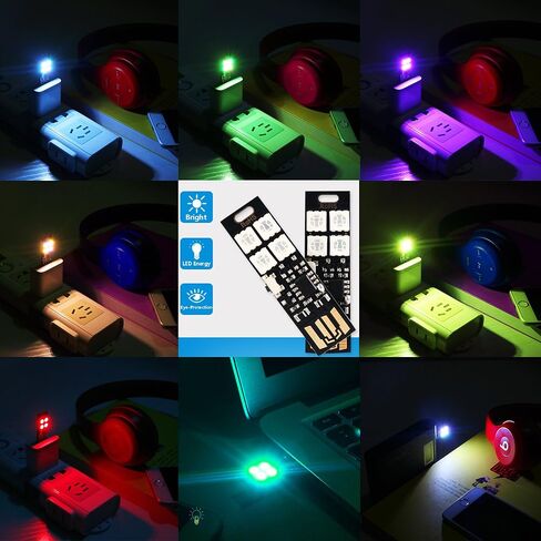 Yitee Mini USB Lights 7-Color Changing Night Light 5050 RGB 4-LEDs Switch Control، USB LED TV Backlight Kit، مصباح طاولة، إضاءة ديكور مكتب، أضواء مزاجية للحفلات، ضوء لوحة مفاتيح الكمبيوتر المحمول in Kuwait