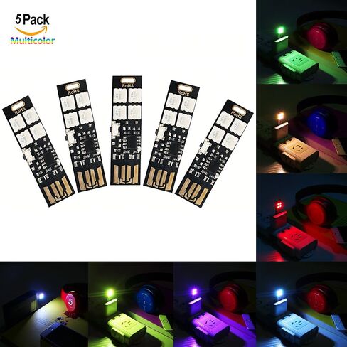 Yitee Mini USB Lights 7-Color Changing Night Light 5050 RGB 4-LEDs Switch Control، USB LED TV Backlight Kit، مصباح طاولة، إضاءة ديكور مكتب، أضواء مزاجية للحفلات، ضوء لوحة مفاتيح الكمبيوتر المحمول in Kuwait
