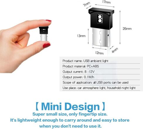 بانسيكو مصباح LED صغير بمنفذ USB، اضاءة داخلية للسيارة RGB قابلة للتعديل وسطوع قابل للتعديل، ضوء ليلي USB بتيار مستمر 5 فولت، مصباح LED ذكي للسيارة وديكور المنزل والكمبيوتر ومقابس USB الاخرى من قطعتين in Kuwait