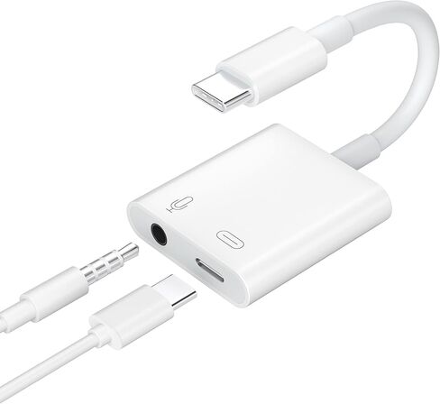 2 في 1 محول صوت رقمي USB C إلى 3.5 مم محول سماعة رأس مع 60 وات PD شحن، وصل وتشغيل محول سماعة أذن مقبس الصوت لجهاز iPad pro 2020 2021 / MacBook Air M1 / Galaxy S21 TIANSONG (أبيض) in Kuwait