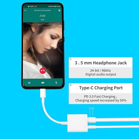 2 في 1 محول صوت رقمي USB C إلى 3.5 مم محول سماعة رأس مع 60 وات PD شحن، وصل وتشغيل محول سماعة أذن مقبس الصوت لجهاز iPad pro 2020 2021 / MacBook Air M1 / Galaxy S21 TIANSONG (أبيض) in Kuwait