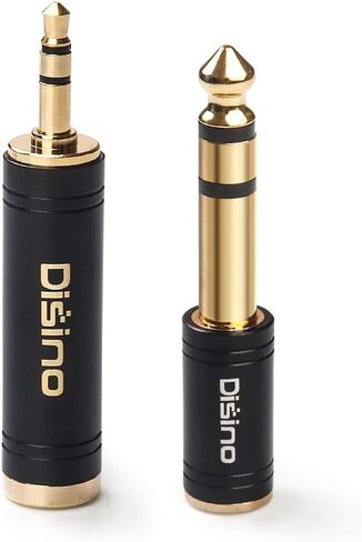 1/4" Mono to 1/8" Stereo Adapter, New Upgrade Gold-Plated 6.35mm TS Male Jack to 3.5mm TRS Female Stereo Adapter for Headphone, Amp Adapte, Black - 1 Pack in Kuwait